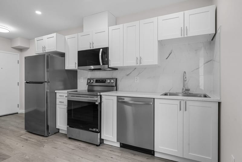 The kitchen from the living room