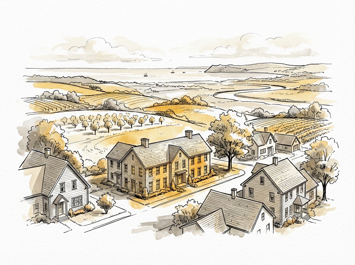 Canning, Nova Scotia — ink and watercolor illustration