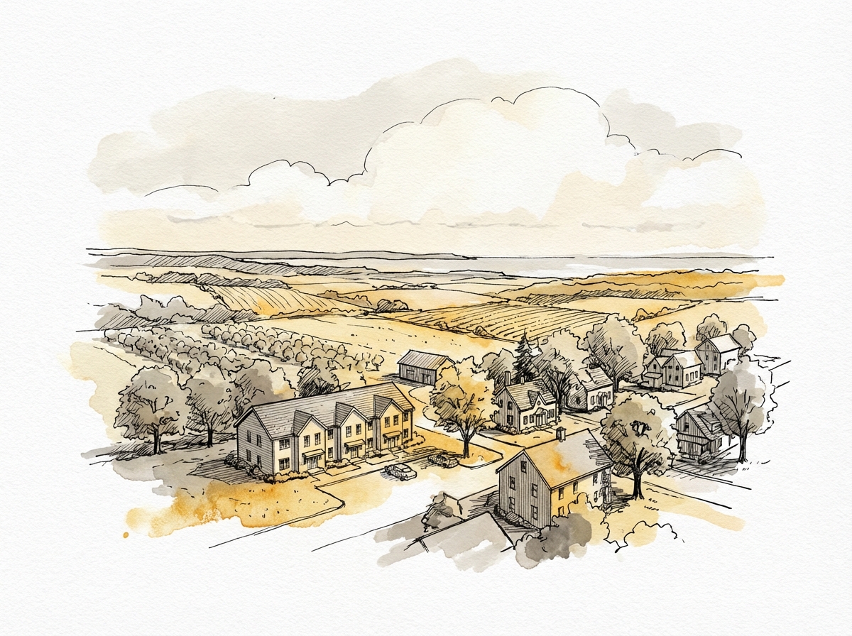 Lawrencetown (Annapolis County), Nova Scotia — ink and watercolor illustration