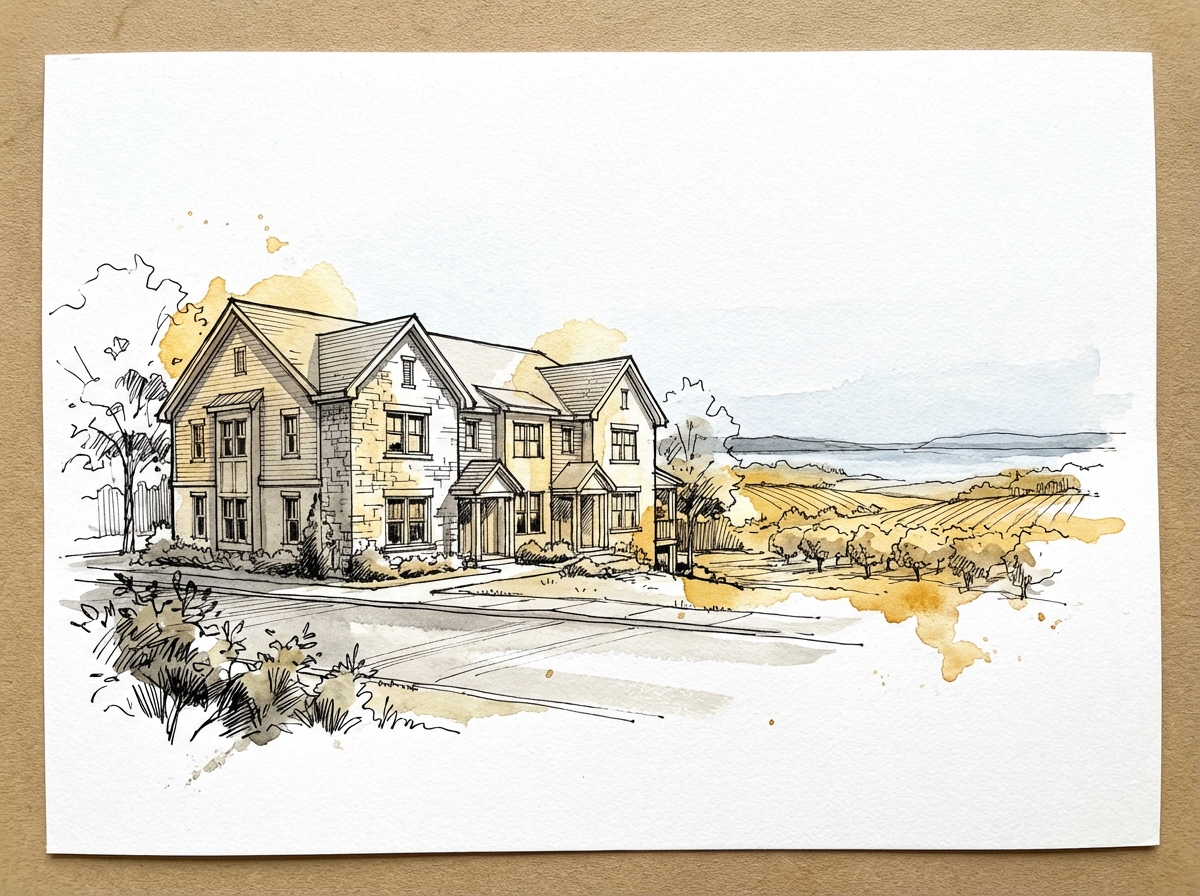 Middleton, Nova Scotia — ink and watercolor illustration