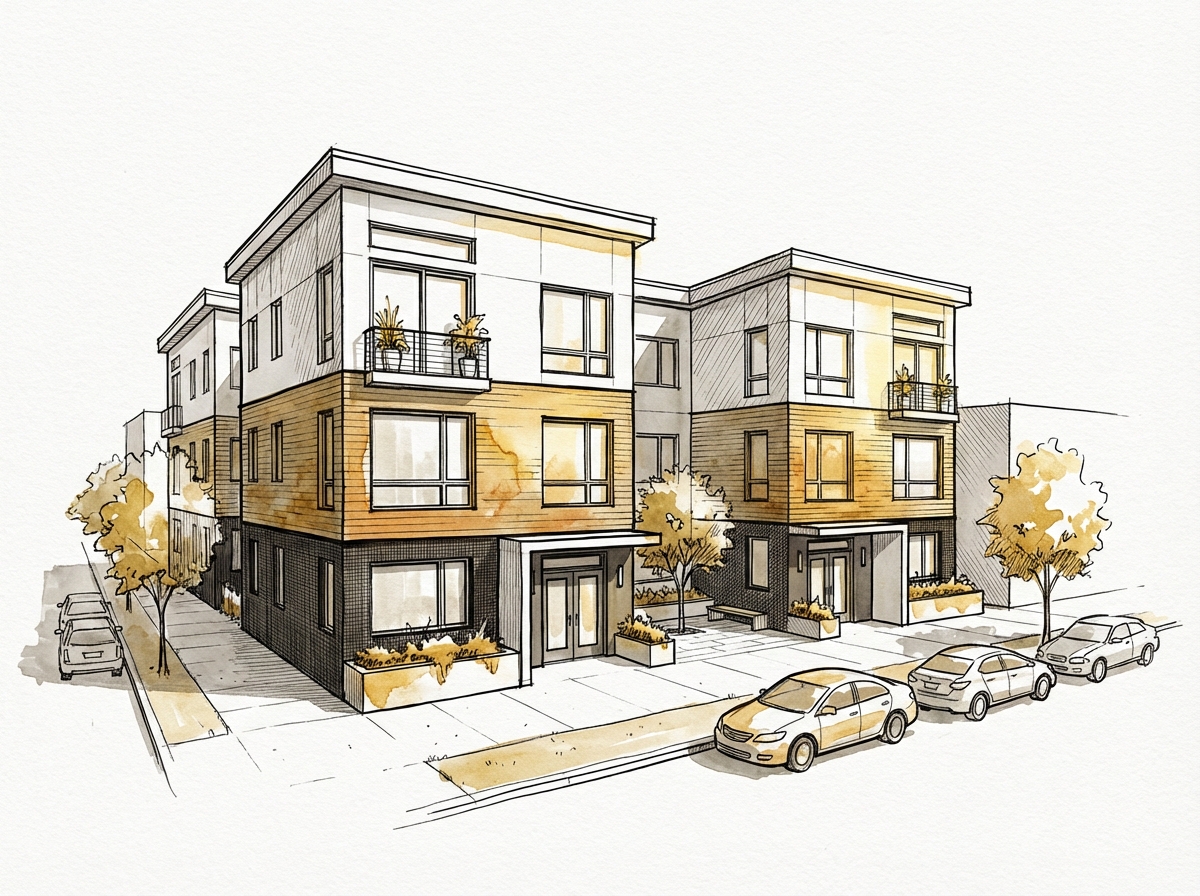Eightplex — modern multi-unit building illustration