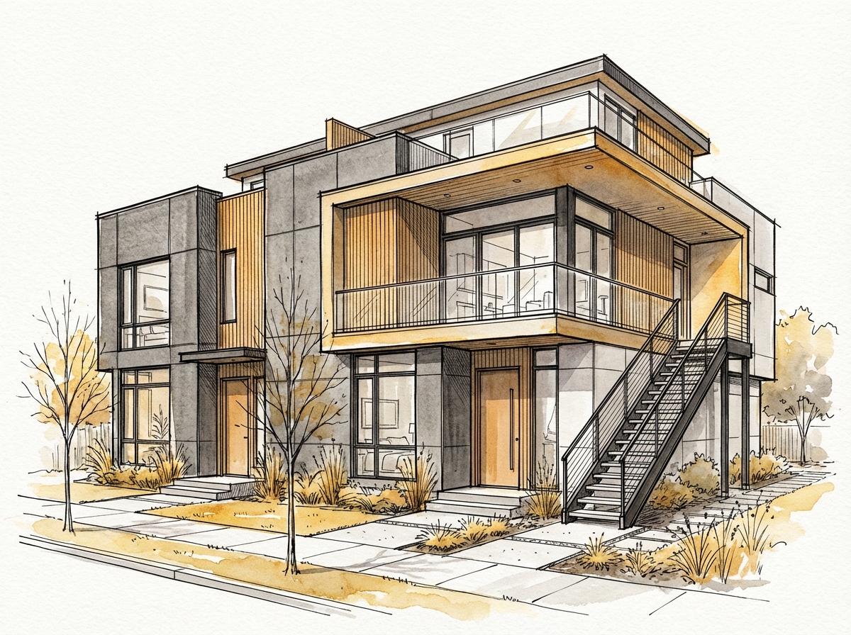 Triplex — modern multi-unit building illustration